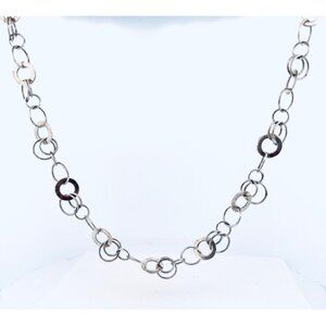 Vintage Estate Sterling Silver 925 Circle Link Necklace 24" Canada 36.7g